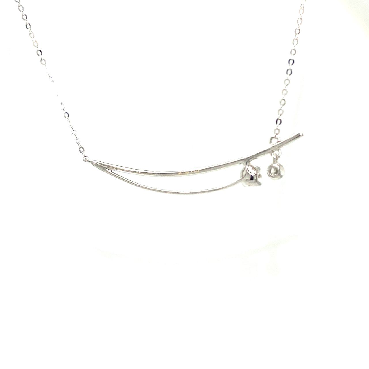 18K White Gold Double Row Smile Style Diamond Necklace