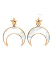 18K Rose Gold Star Moon Mother Of Pearl Earrings
