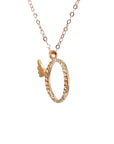 18K Rose Gold Stylish Wings Alphabet O Full Diamond Necklace