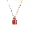 18K Rose Gold BV Oval Mini Ruby Triple Diamond Charms & Pendant