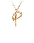 18K Rose Gold Stylish Wings Alphabet P Full Diamond Necklace