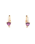 18K Rose Gold Trillion Purple Sapphire Diamond Hoop Earrings