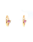 18K Rose Gold Trillion Purple Sapphire Diamond Hoop Earrings