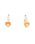 18K Yellow Gold Heart Mega Purple Sapphire Diamond Hoop Earrings
