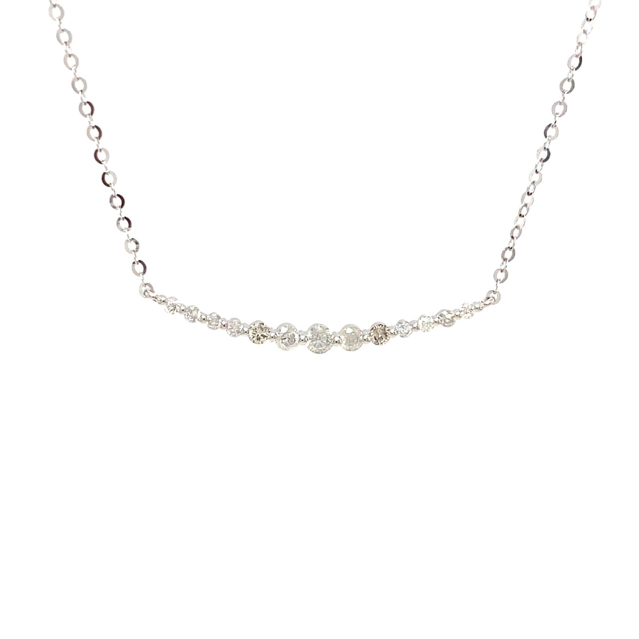 18K White Gold Simple Collar Bar Diamond Necklace