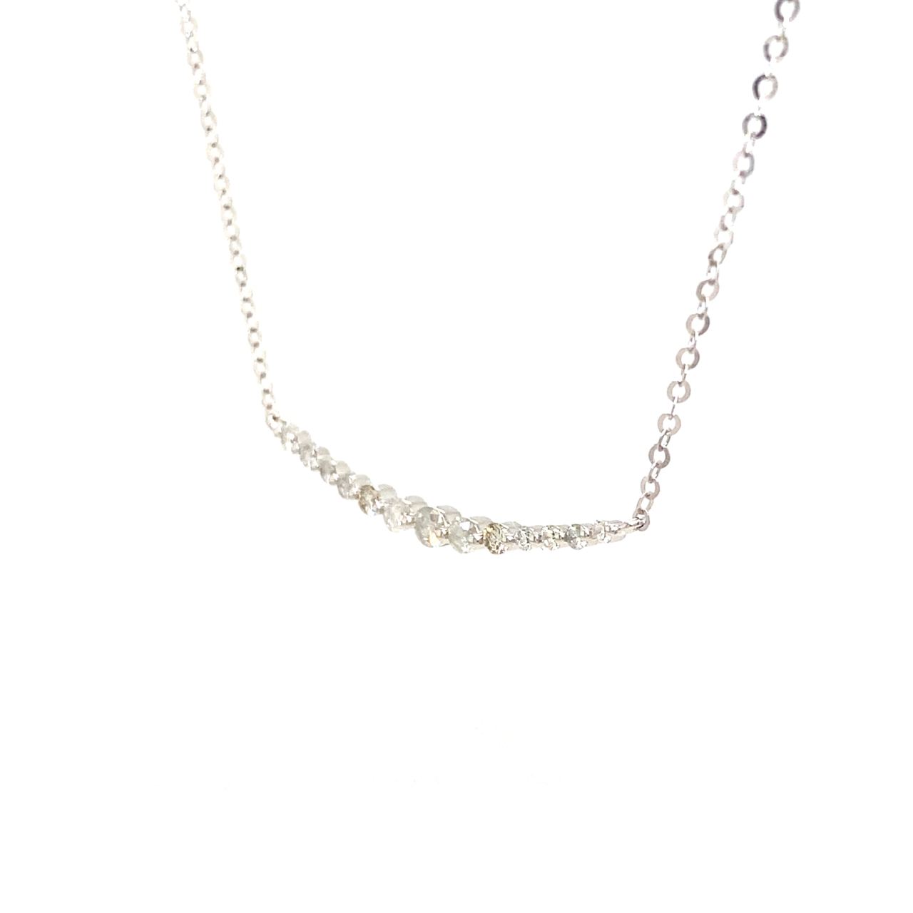 18K White Gold Simple Collar Bar Diamond Necklace