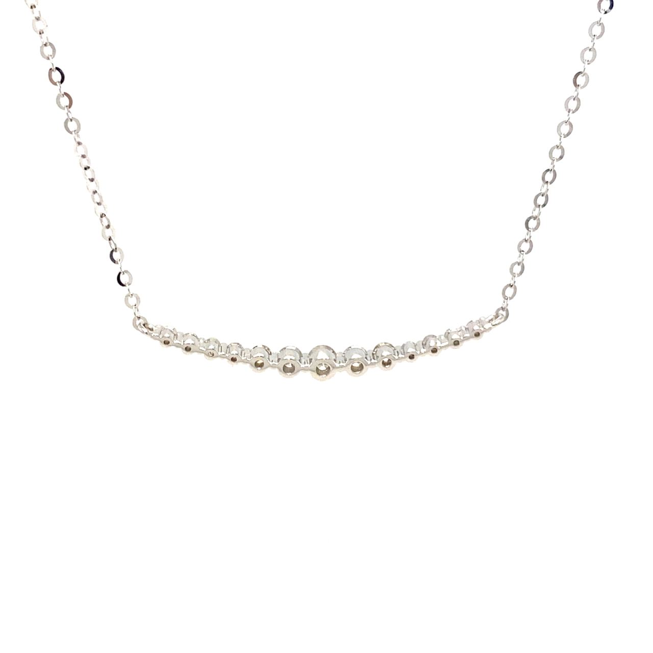 18K White Gold Simple Collar Bar Diamond Necklace