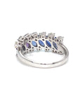 18K White Gold  Blue Marquise Sapphire Italic Diamond  Ring