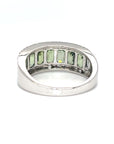 18K White Gold  Green Emerald  Sapphire Half Eternity Diamond  Ring