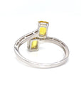 18K White Gold Toi Et Moi Yellow Emerald Sapphire Diamond Wrap Ring