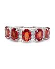 18K White Gold Red Sapphire Between Diamond  Ring