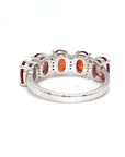 18K White Gold Red Sapphire Between Diamond  Ring