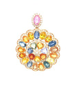 18K Rose Gold Mega Flower Double Layer Fancy Sapphire Shine Diamond Pendant