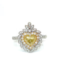 18K White Gold YD Heart Shape MQ Halo Diamond Ring