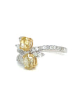 18K White Gold Oval Cut Yellow Diamond Ring