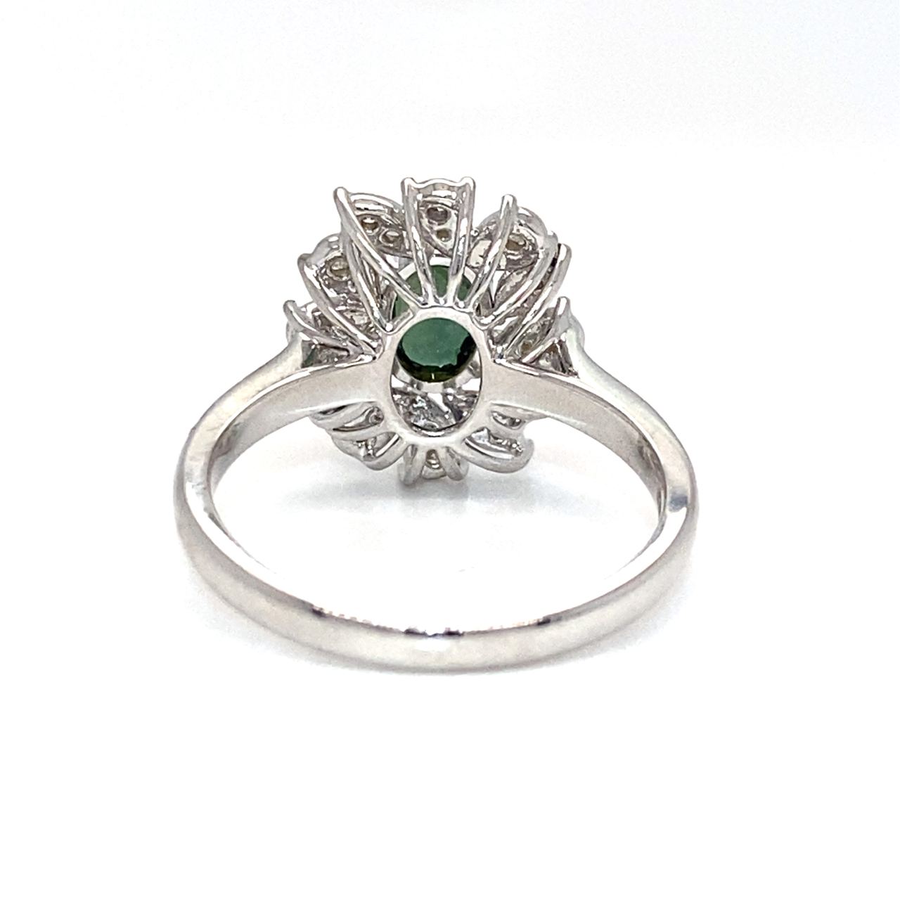 18K White Gold Flower Halo FS OV Diamond Ring
