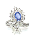 18K White Gold Tilt Blue SAP MQ Diamond Ring