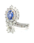 18K White Gold Tilt Blue SAP MQ Diamond Ring