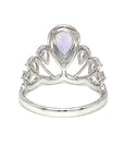 18K White Gold Blue SAP Pear Princess Tiara Diamond Ring