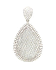 18K White Gold Curve Pear Pave Diamond Pendant