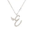 18K White Gold Stylish Wings Alphabet E Full Diamond Necklace