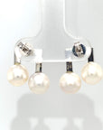 18K White Gold Music Diamond Pearl Earrings