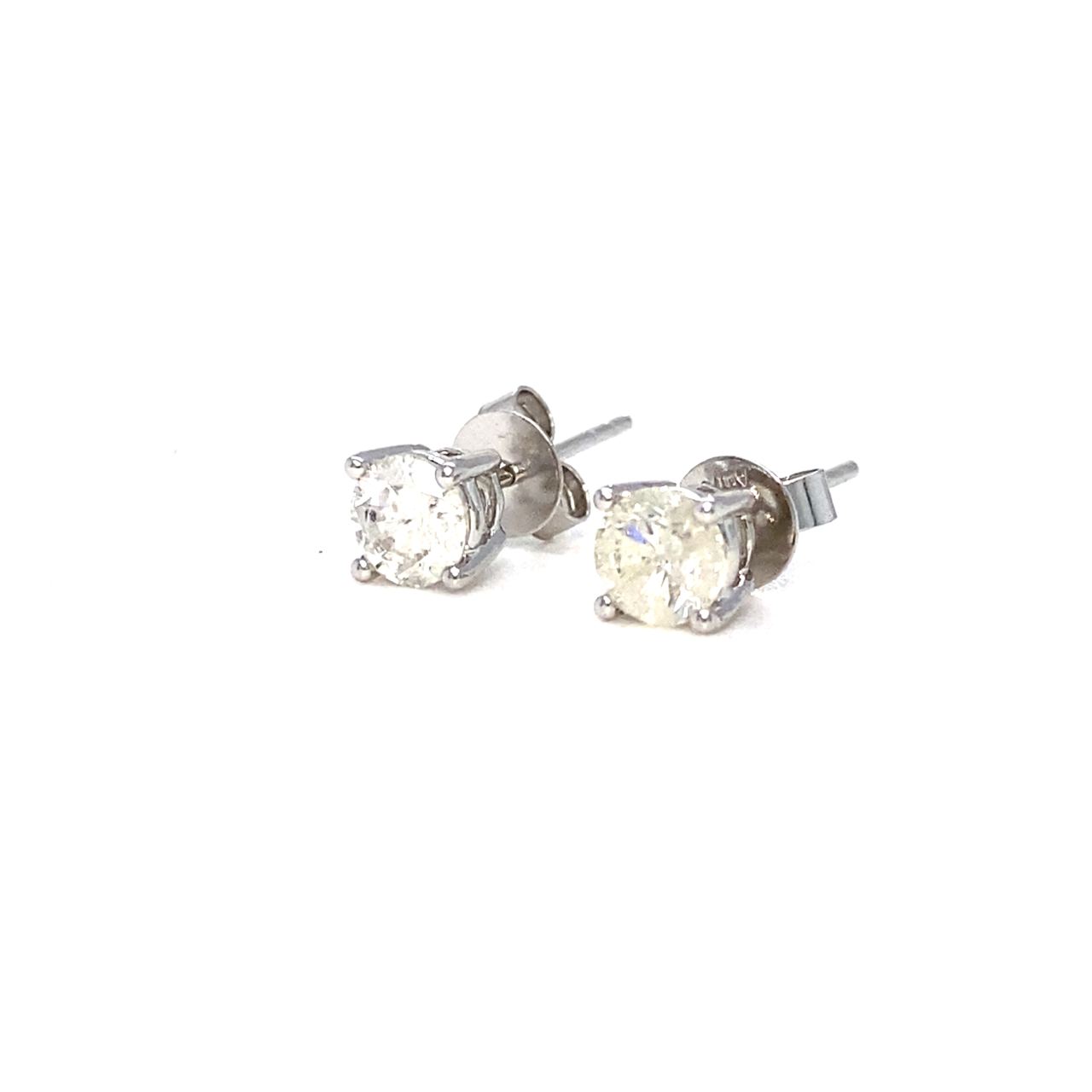 18K White Gold Classic Four Prongs Diamond Earrings