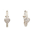 18K White Gold Heart Hoop Diamond Earrings