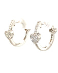 18K White Gold Heart Hoop Diamond Earrings