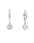 18K White Gold Dangle Bezel Diamond Earrings