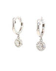 18K White Gold Dangle Bezel Diamond Earrings