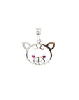 18K White Gold Ruby Eyes Piggy Head Pendant