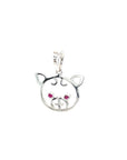 18K White Gold Ruby Eyes Piggy Head Pendant