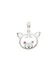 18K White Gold Ruby Eyes Piggy Head Pendant