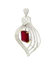 18K WhiteYellow Gold Ruby Diamond Pendant