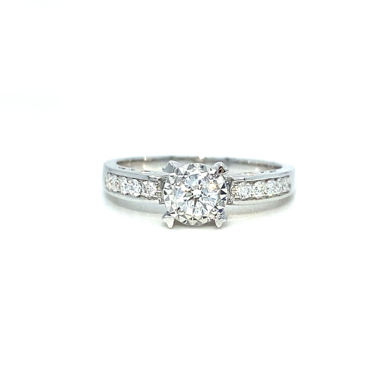 18K White Gold Illu Medium Band DIamond Ring