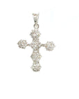 18K White Gold Cluster Cross Diamond Pendant