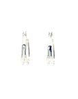 18K White Gold Double V Hoop Diamond Earrings