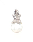 18K White Gold Pearl Diamond Pendant