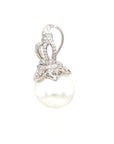 18K White Gold Pearl Diamond Pendant