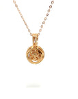 18K Rose Gold Halo Flower Diamond Necklace