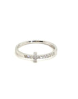 18K White Gold Cross Mini Diamond Ring