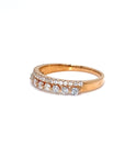 18K Rose Gold Large Small Double Roll Diamond Ring