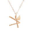 18K Rose Gold Stylish Wings Alphabet K Full Diamond Necklace