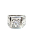 18K White Gold Diamond Men's Ring