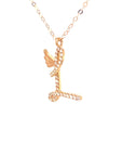 18K Rose Gold Stylish Wings Alphabet L Full Diamond Necklace