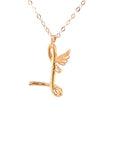 18K Rose Gold Stylish Wings Alphabet L Full Diamond Necklace