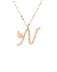18K Rose Gold Stylish Wings Alphabet N Full Diamond Necklace