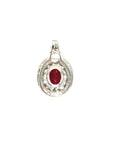 18K White Gold Double Halo Ruby Diamond Pendant