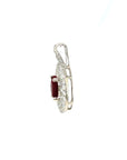 18K White Gold Double Halo Ruby Diamond Pendant